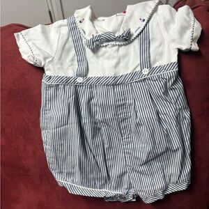 Striped Blue and White Kids One Piece